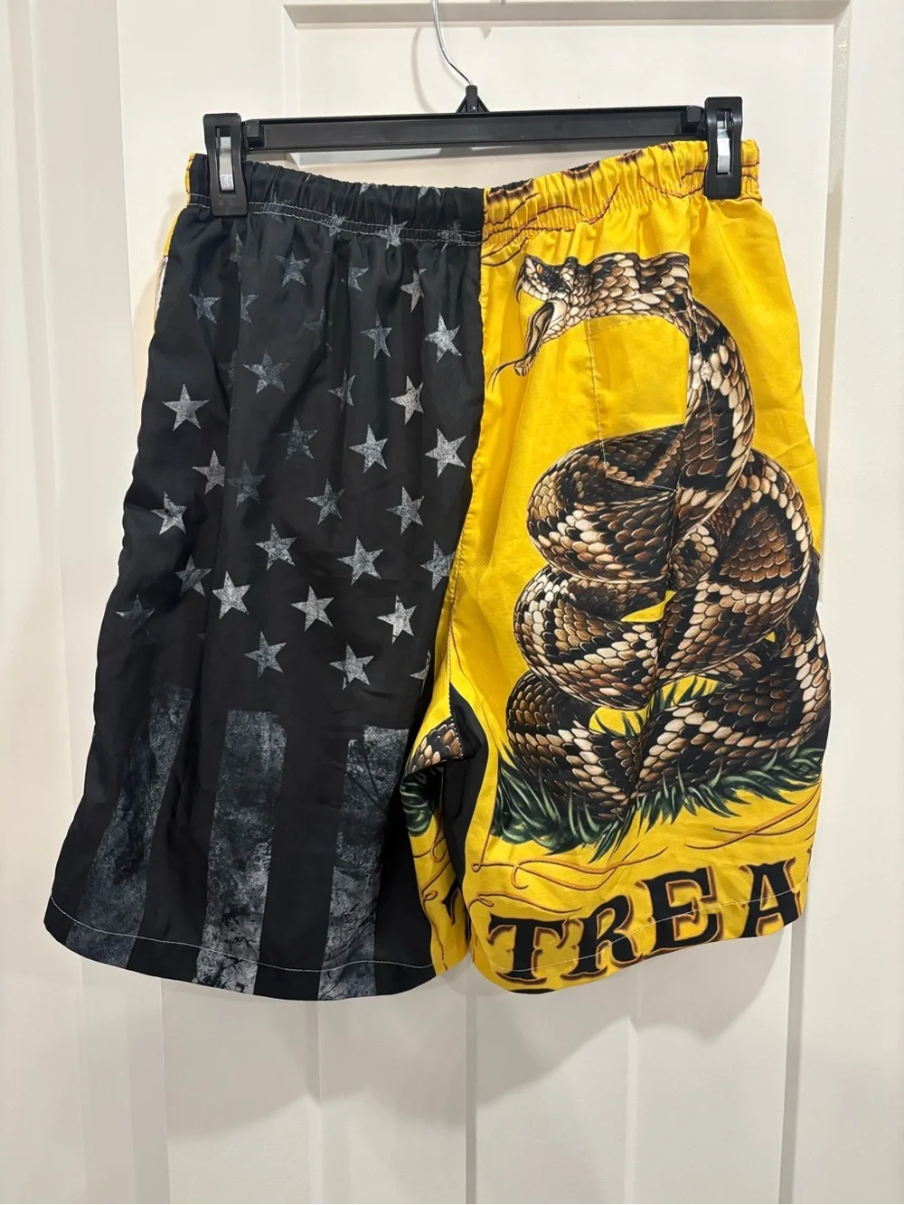 Men's Split USA Gadsden Flag Swim Trunks Don't Tread On Me Board Shorts XL (A7)